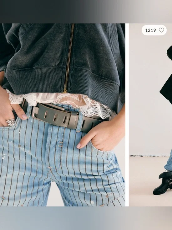 NWOT We the Free People Don't Wait Up Pinstripe Boyfriend Jeans After Hours - 25 - Picture 3 of 17